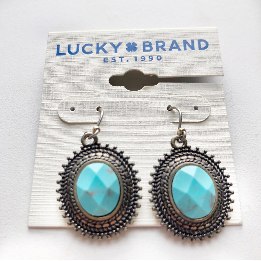 Lucky Brand Turquoise 2-Tone Boho Earrings